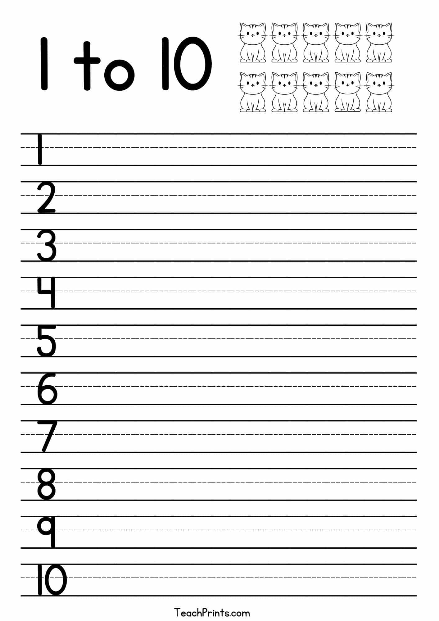 Tracing Numbers 1-10 Worksheets (Free Printable Pdfs) - Teach Prints | Free Printable Number Tracing Worksheets 1 10