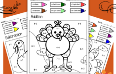 Turkey Math Thanksgiving Colornumber Thanksgiving Math | Thanksgiving Addition And Subtraction Worksheets