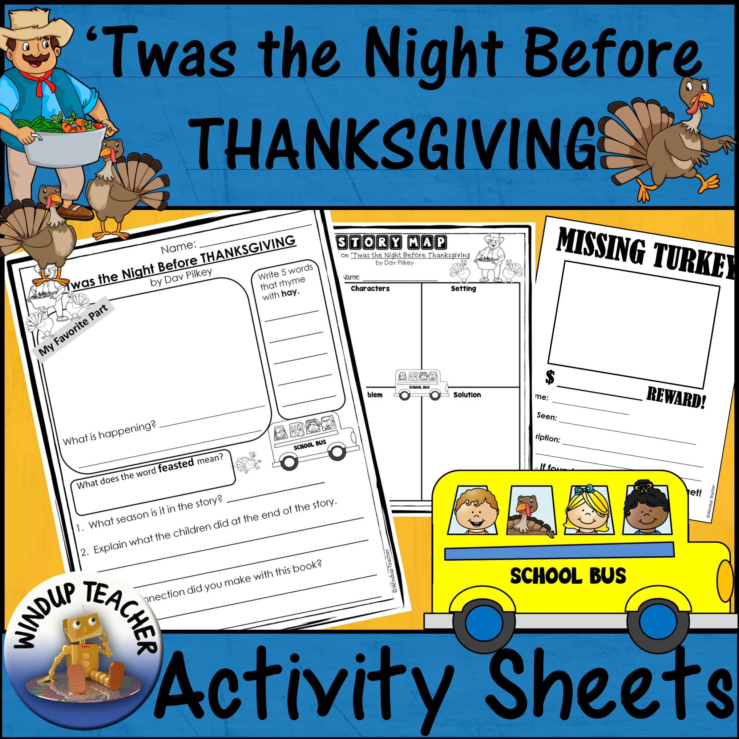 Twas The Night Before Thanksgiving Activity Sheets | Madeteachers | Twas the Night Before Thanksgiving Worksheets