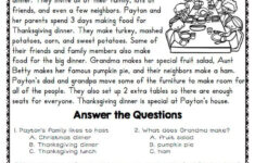 Thanksgiving Reading Worksheets