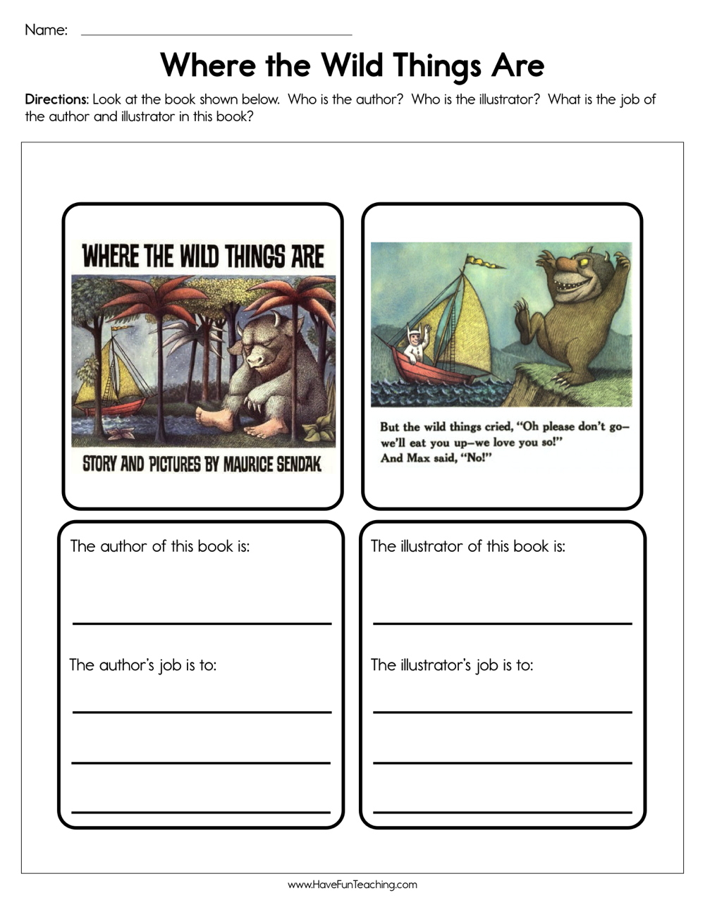 Where The Wild Things Are Worksheet - Have Fun Teaching | Where The Wild Things Are Worksheets Printable