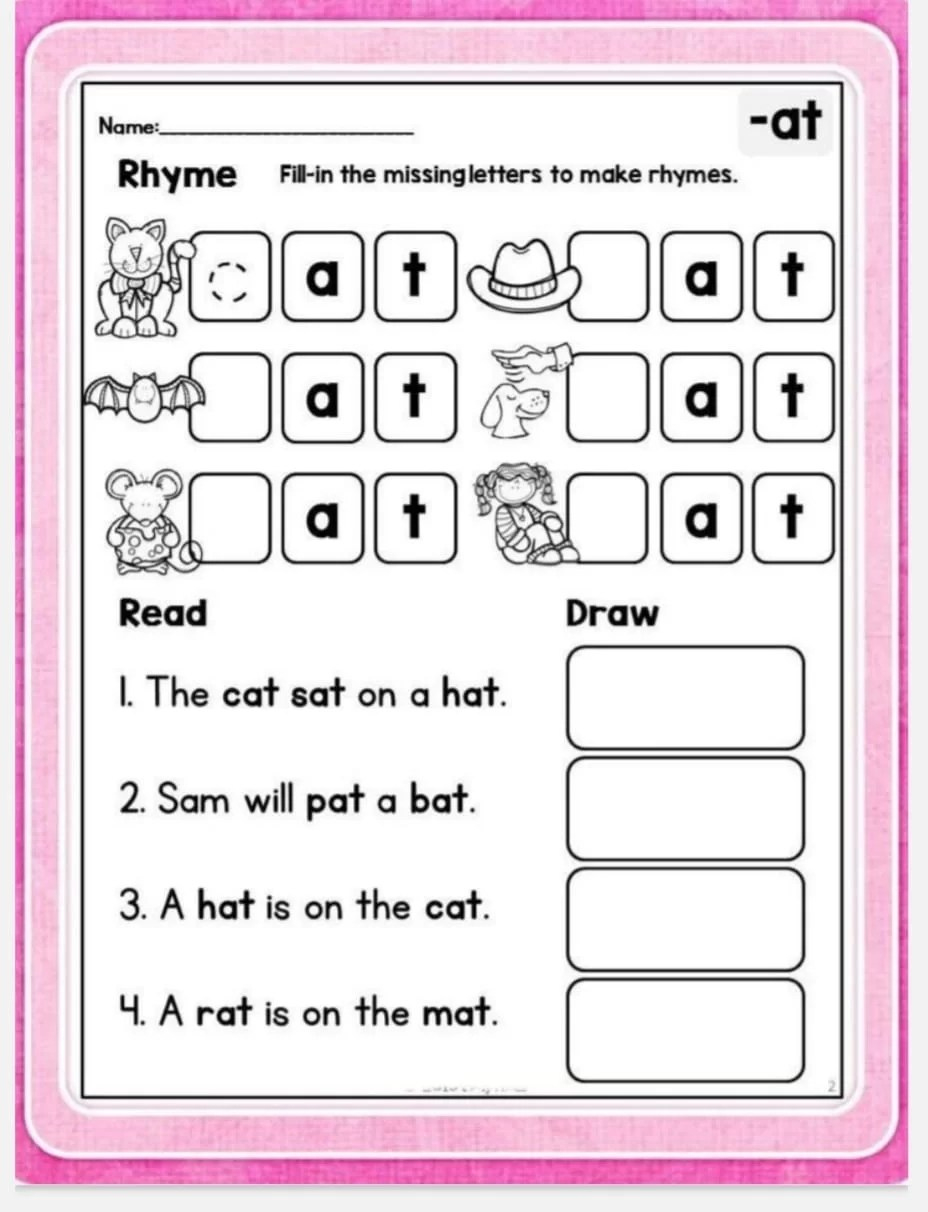 Word Family Worksheets - Activity School For Kids | Printable Word Family Worksheets