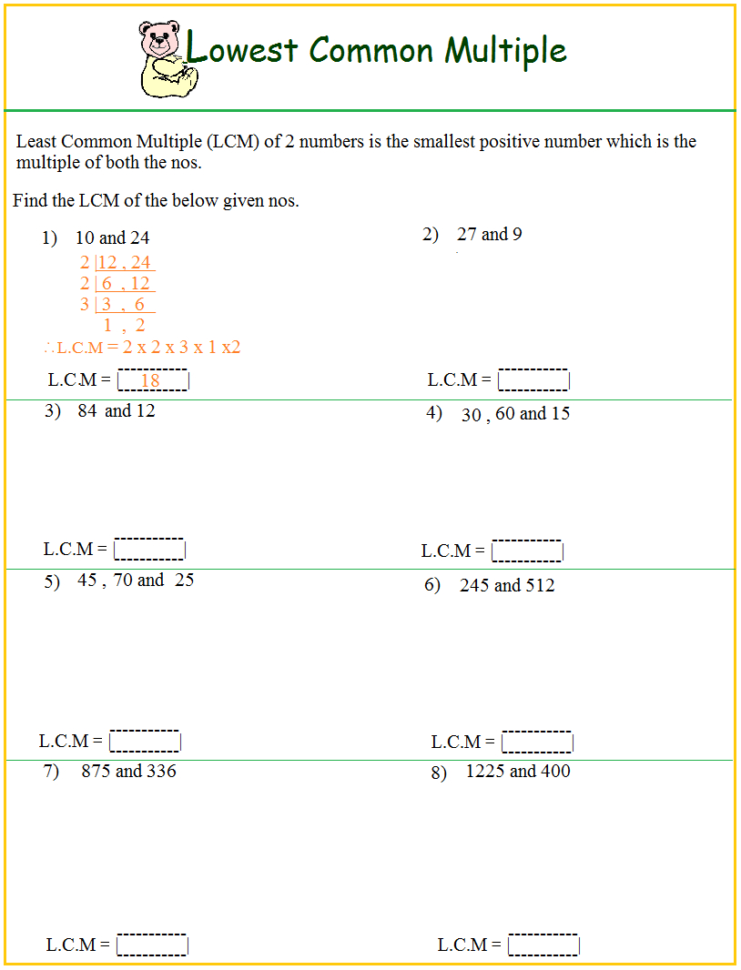 Worksheet On Lcm - Worksheets Library | Least Common Multiple Worksheet Free Printable