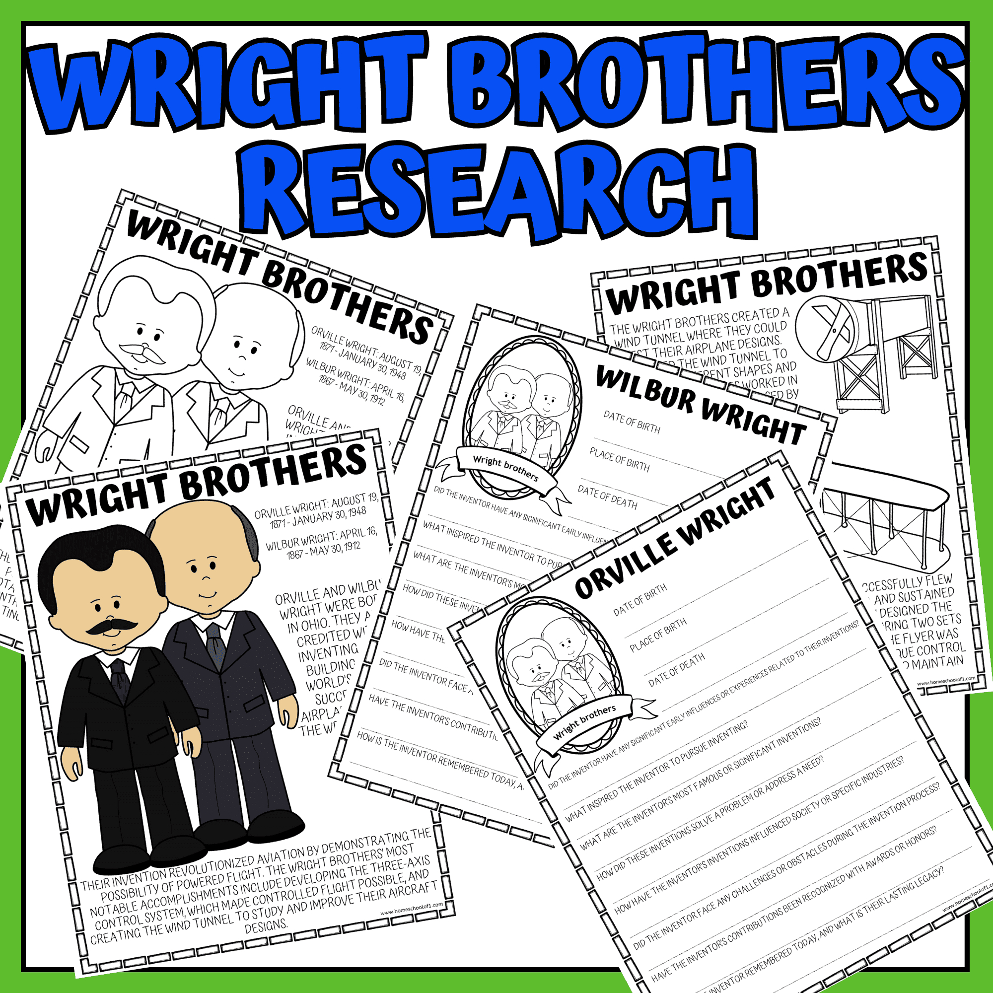 Wright Brothers Worksheet – Printable Research And Coloring | Wright Brothers Printable Worksheets