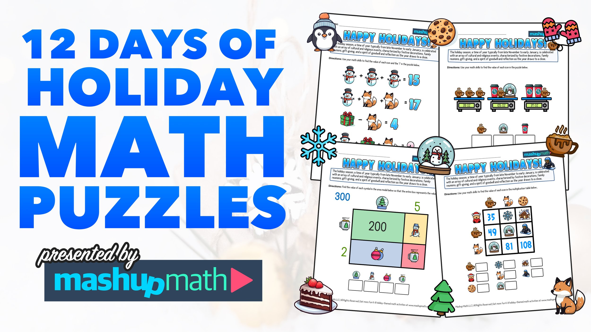 12 days of holiday math puzzles printable k 8 worksheets mashup math 12 days of christmas math worksheets 12 Days Of Holiday Math Puzzles—Printable K-8 Worksheets — Mashup Math | 12 Days of Christmas Math Worksheets