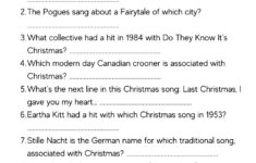 Christmas Carol Trivia Worksheets Christmas Carol Trivia Worksheets