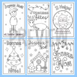 6 French Christmas Card Designs To Print And Color | A4 And 11 X | French Christmas Colouring Worksheets