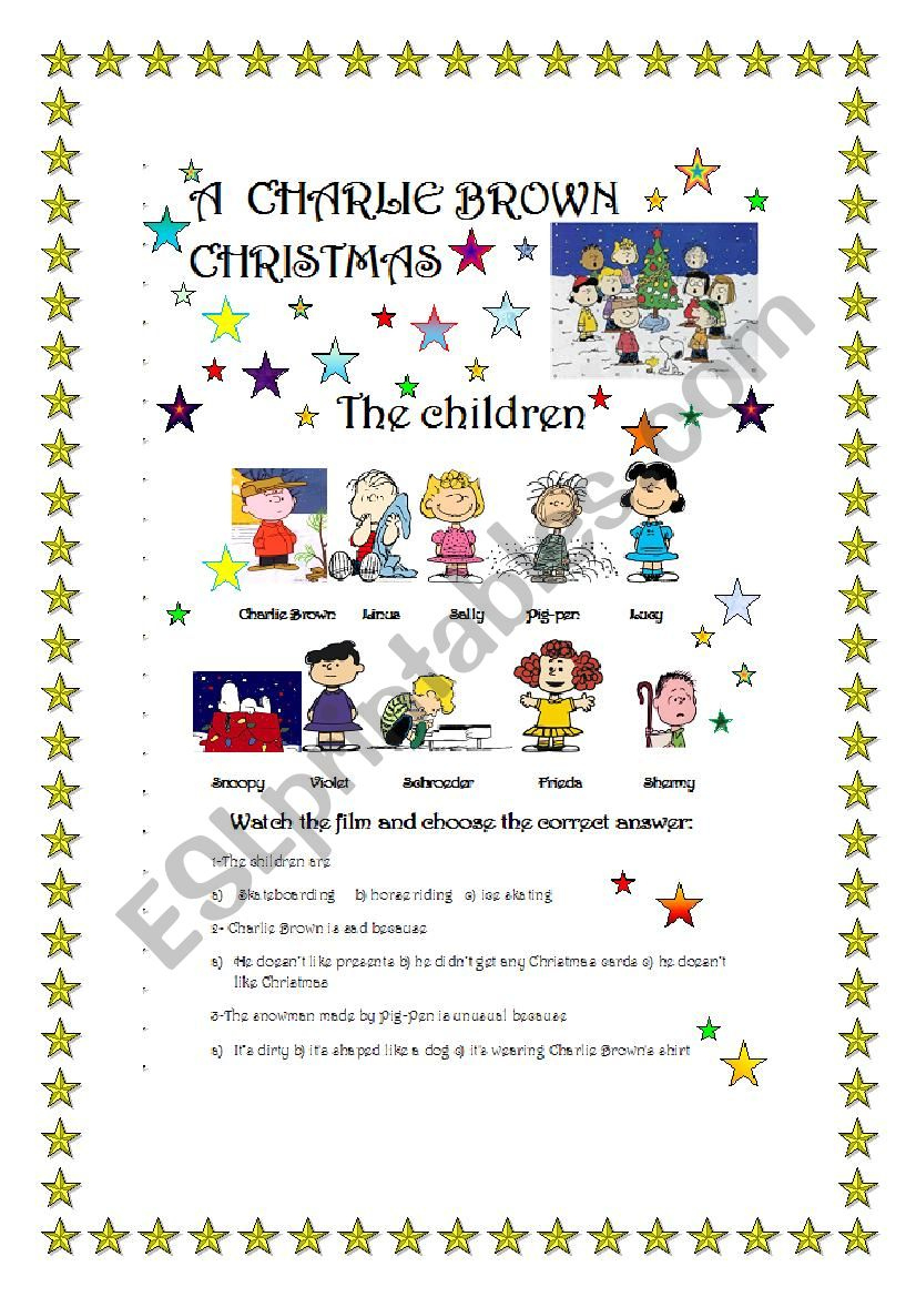 A Charlie Brown Christmas- Film Part 1/3 - Esl Worksheetmarta | Charlie Brown Christmas Worksheets