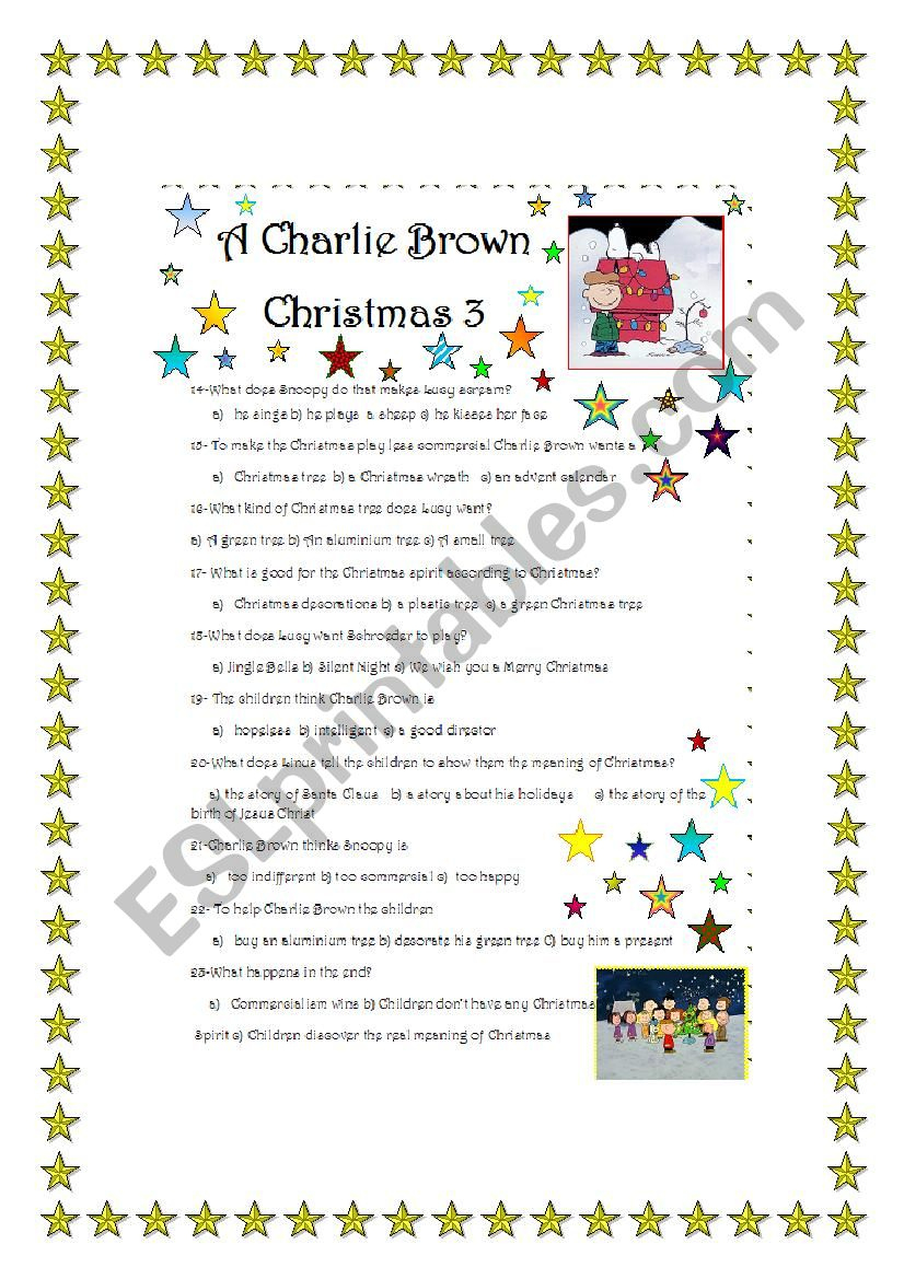 A Charlie Brown Christmas- Film Part 3/3 - Esl Worksheetmarta | Charlie Brown Christmas Worksheets