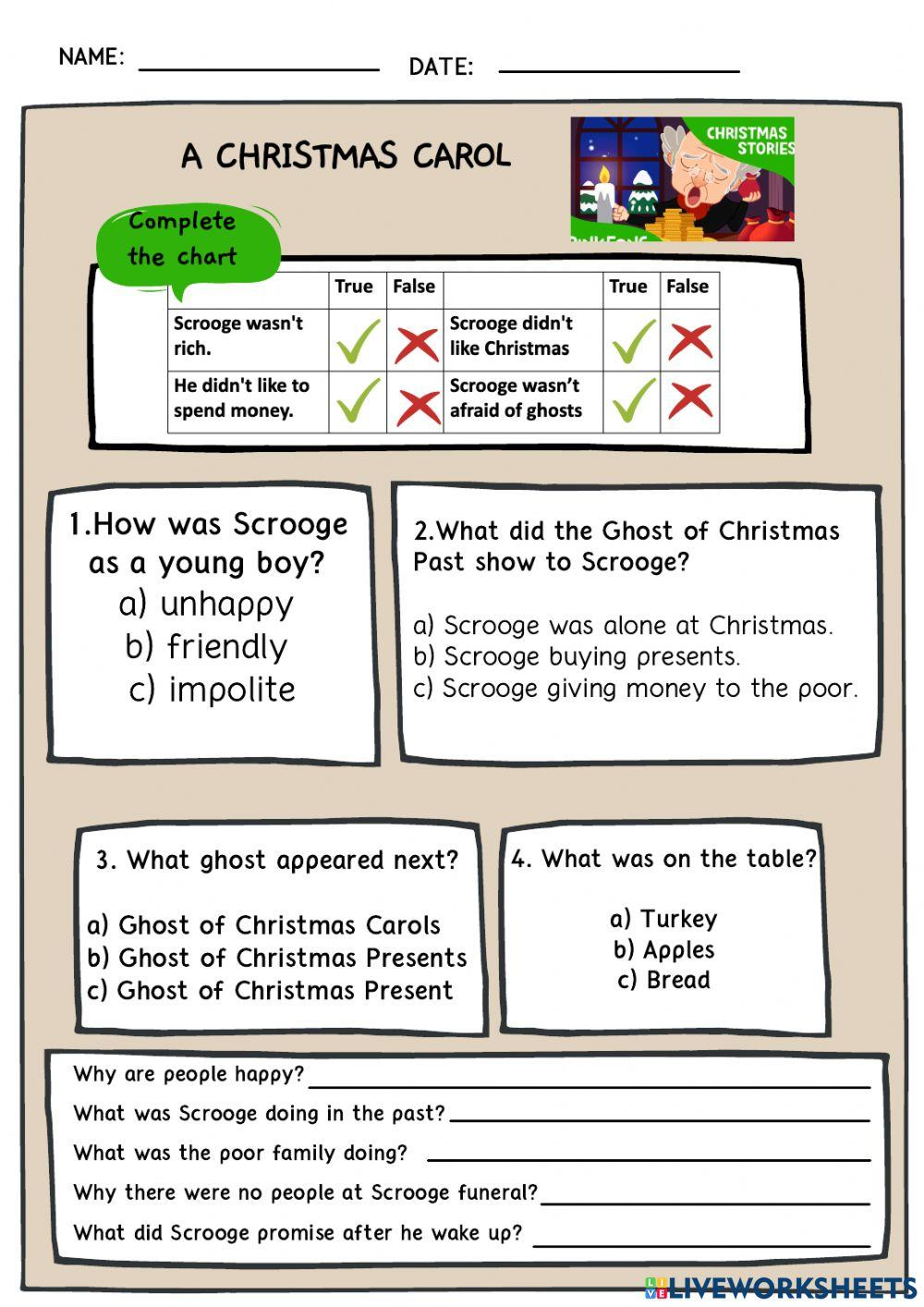A Christmas Carol Worksheet Worksheet - Worksheets Library | A Christmas Carol The Story Worksheets B