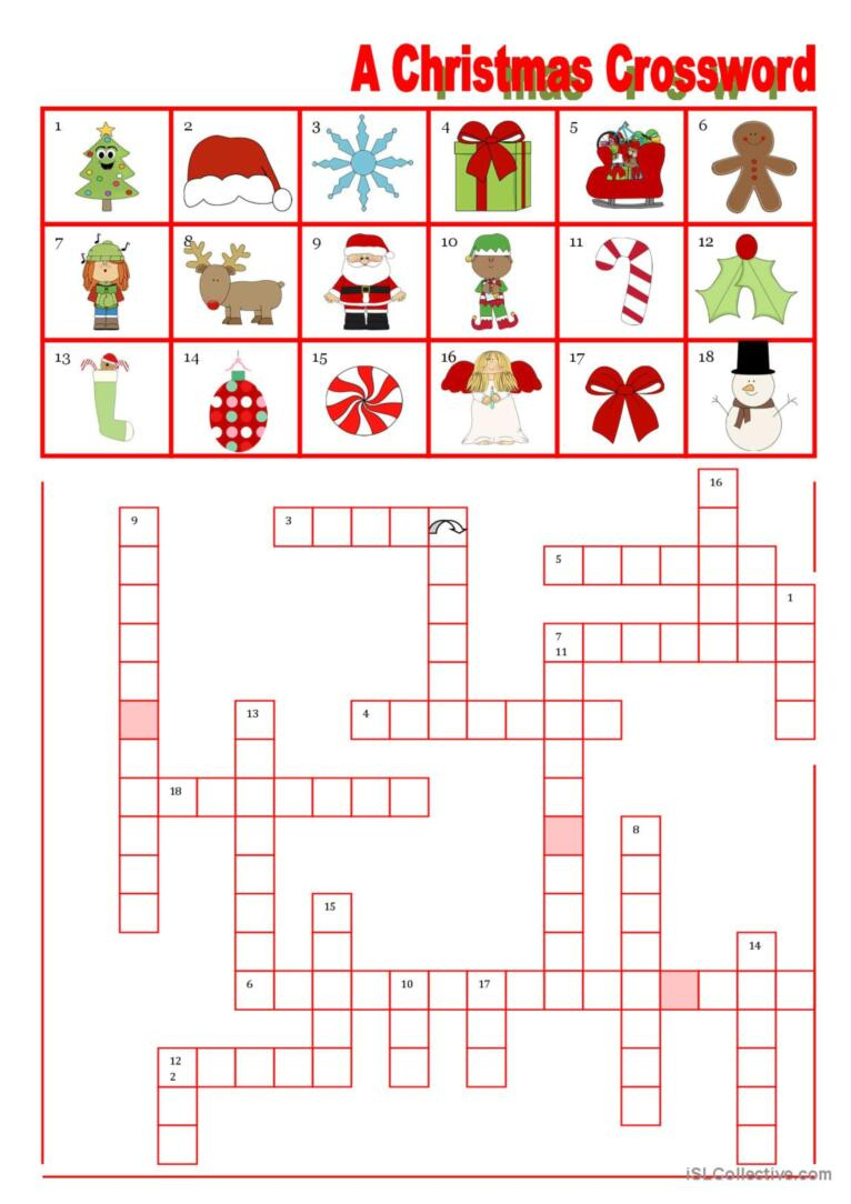 A Christmas Crossword Crossword: English Esl Worksheets Pdf &amp;amp; Doc | Christmas Crossword Worksheets