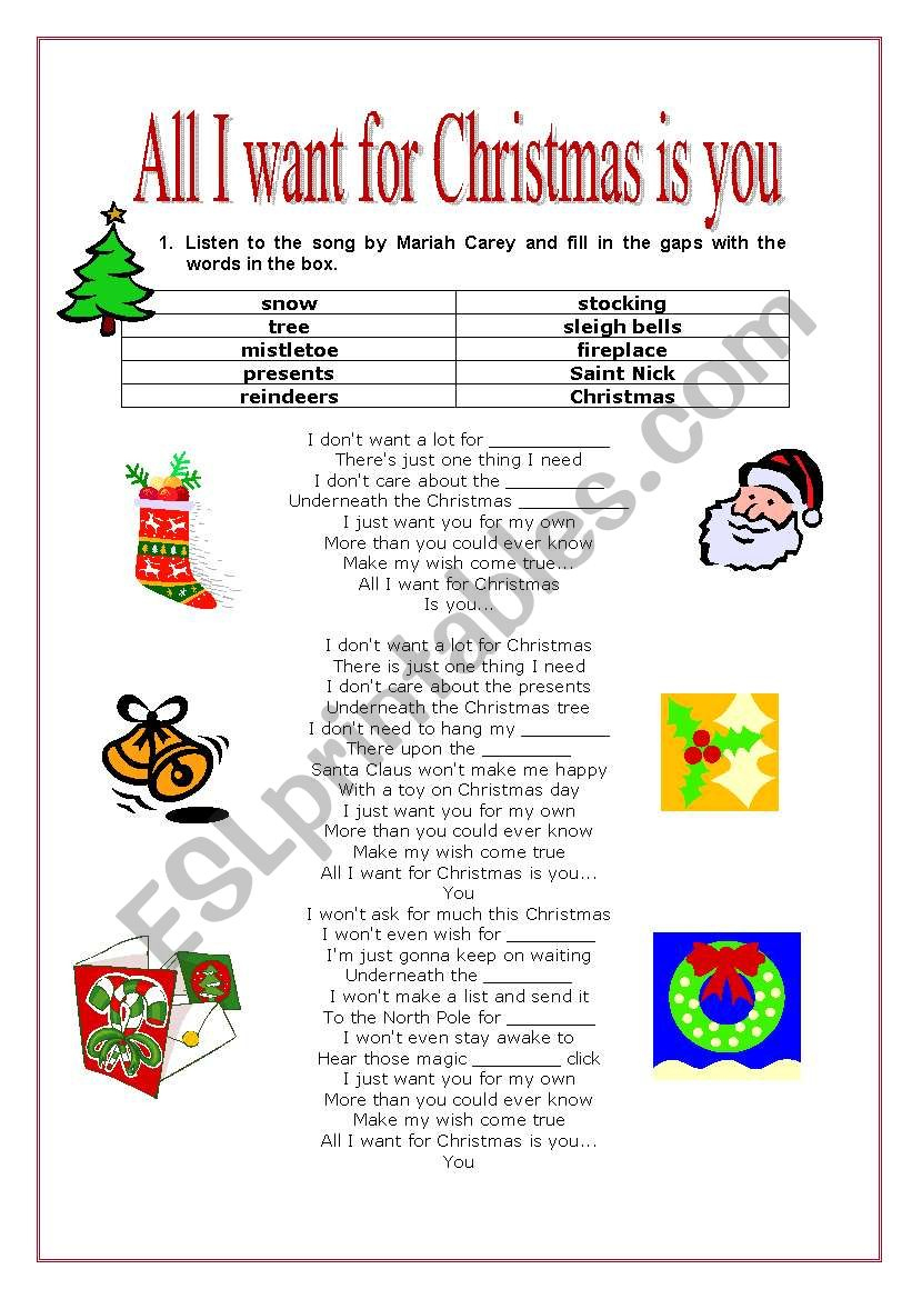 all i want for christmas is you esl worksheettmira all i want for christmas worksheets All I Want For Christmas Is You - Esl Worksheettmira | All I Want For Christmas Worksheets