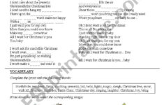 All I Want For Christmas Is You, Mariah Carey – Esl Worksheet | All I Want For Christmas Worksheets