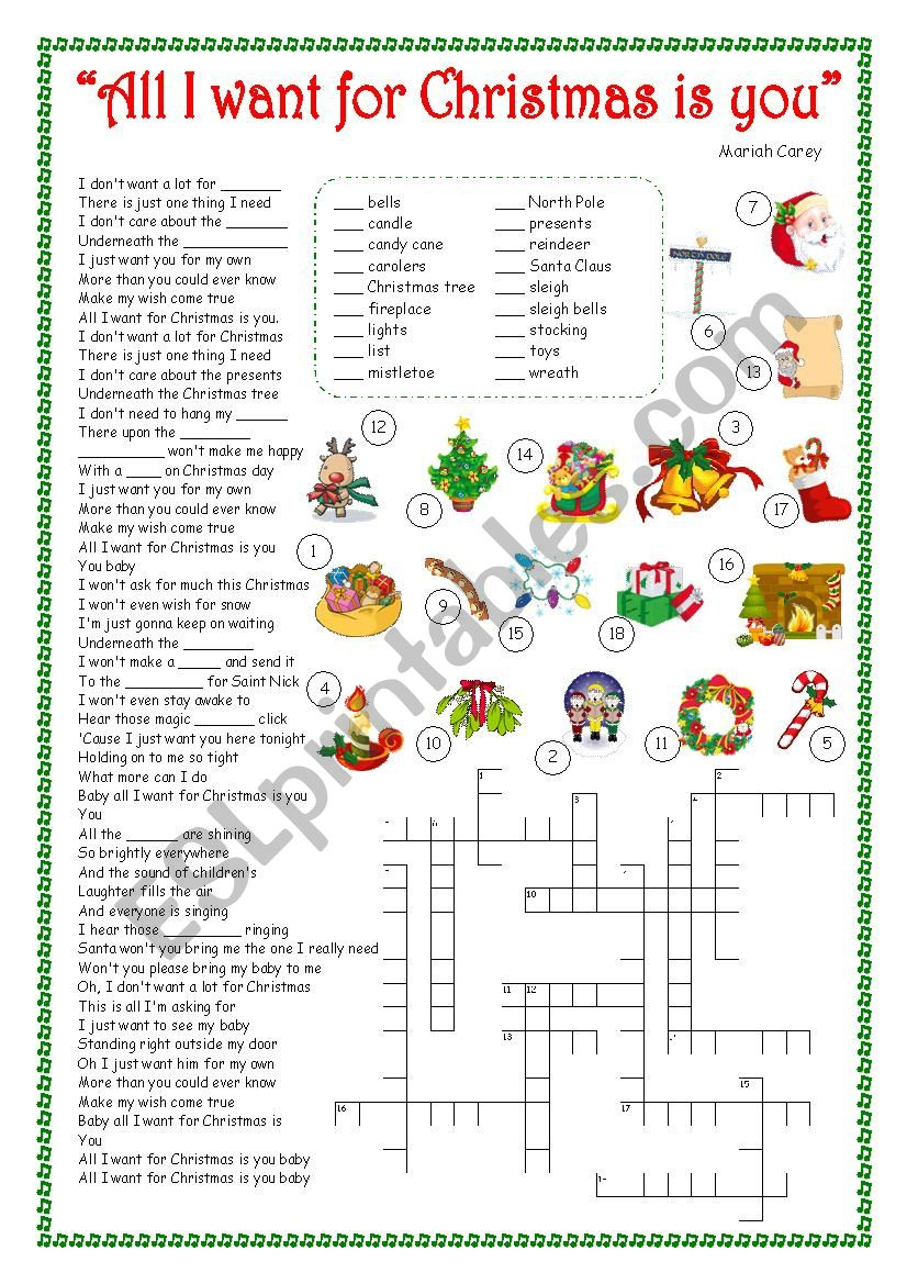 all i want for christmas is you song esl worksheetsilvia patti all i want for christmas worksheets All I Want For Christmas Is You - Song - Esl Worksheetsilvia.patti | All I Want For Christmas Worksheets