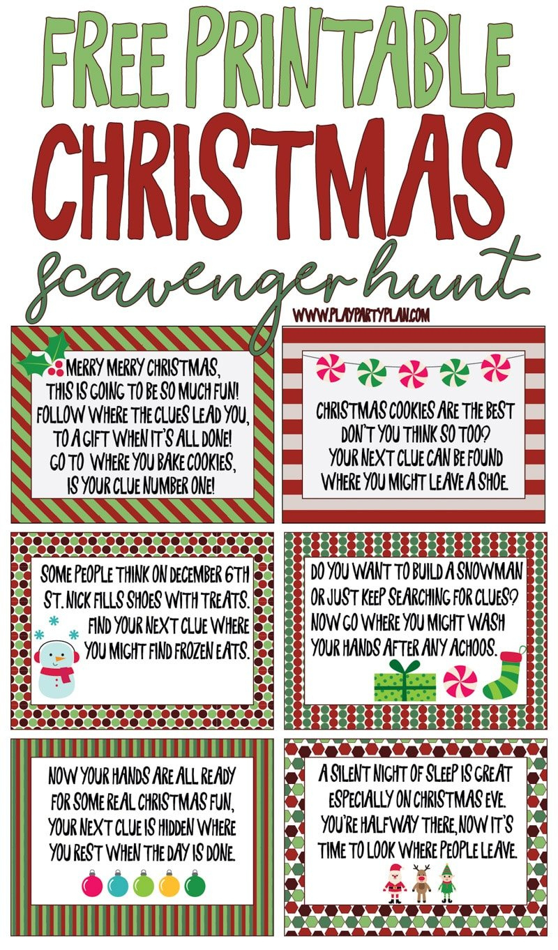 Best Ever Christmas Scavenger Hunt - Play Party Plan | Christmas Scavenger Hunt Worksheets
