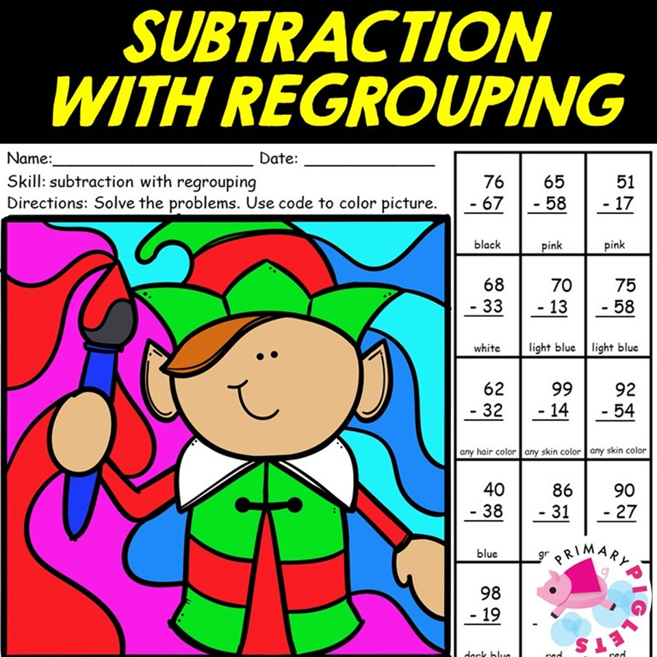 christmas 2 digit subtraction with regrouping colornumber code christmas subtraction worksheets regrouping Christmas 2-Digit Subtraction With Regrouping Colornumber Code | Christmas Subtraction Worksheets Regrouping