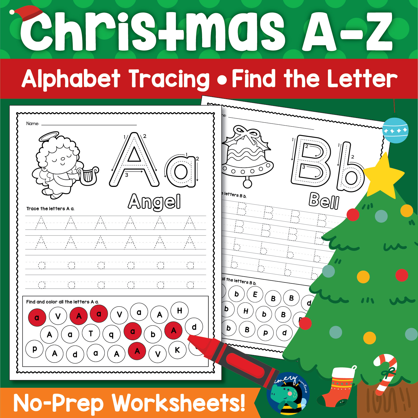 Christmas A-Z Worksheets: Alphabet Tracing | Find The Letter | No | Christmas Alphabet Worksheets Kindergarten