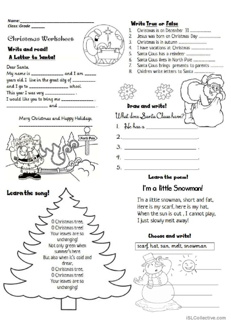 Christmas Activities: English Esl Worksheets Pdf &amp;amp; Doc | Esl Christmas Worksheets Adults