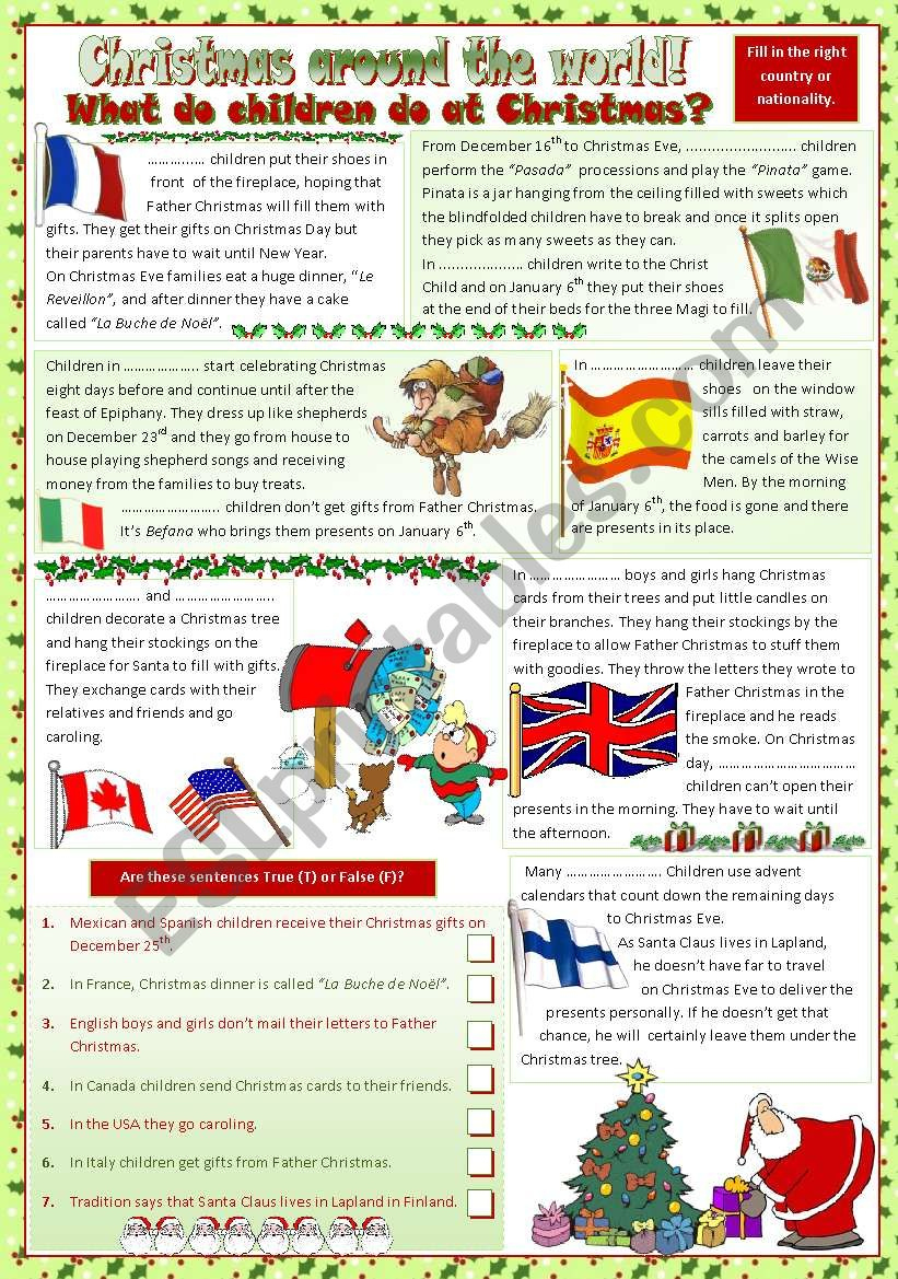 Christmas Around The World - Esl Worksheetmariaolimpia | Christmas Customs Around the World Worksheets