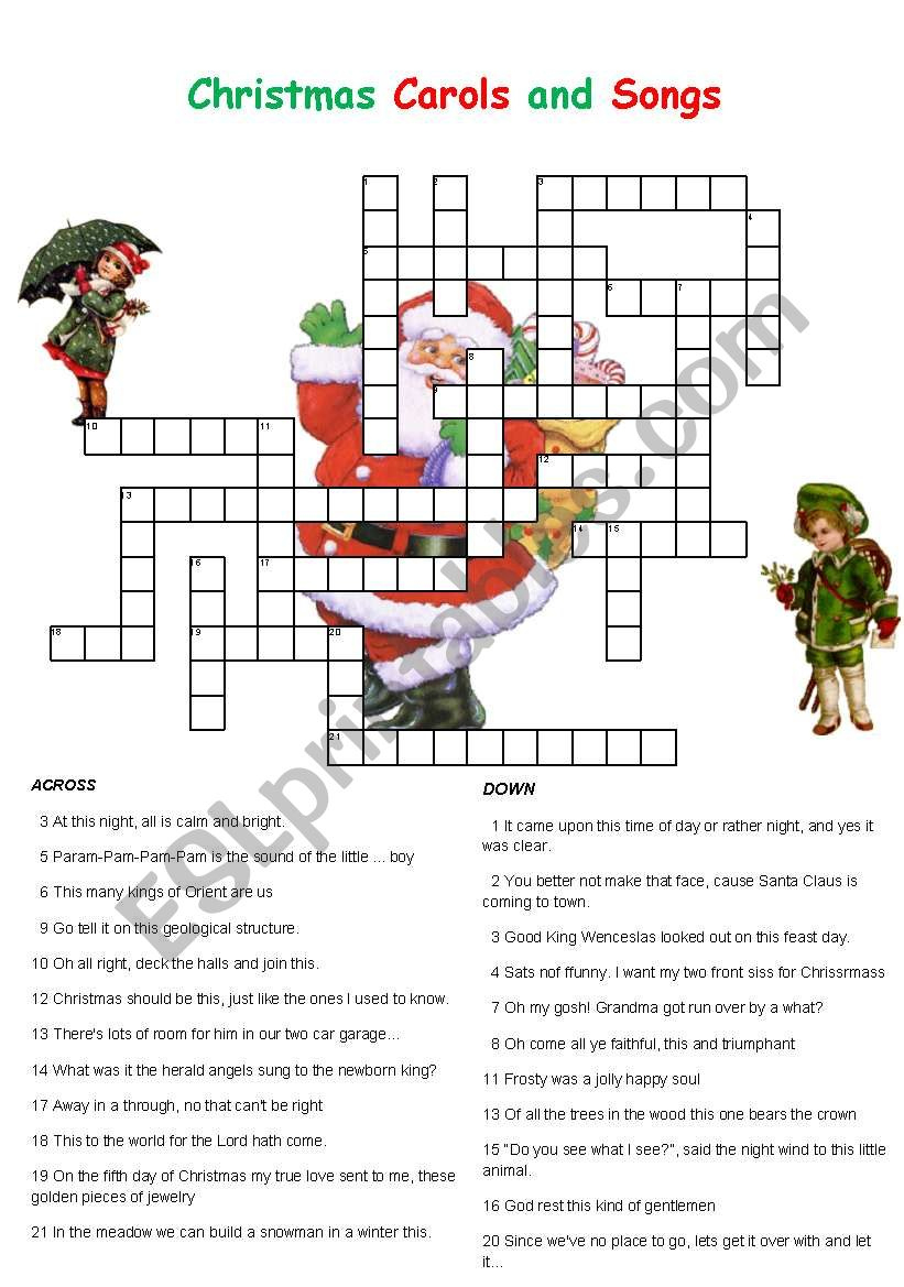 christmas carols and songs crossword esl worksheetenglishchris christmas music puzzles worksheets Christmas Carols And Songs Crossword - Esl Worksheetenglishchris | Christmas Music Puzzles Worksheets