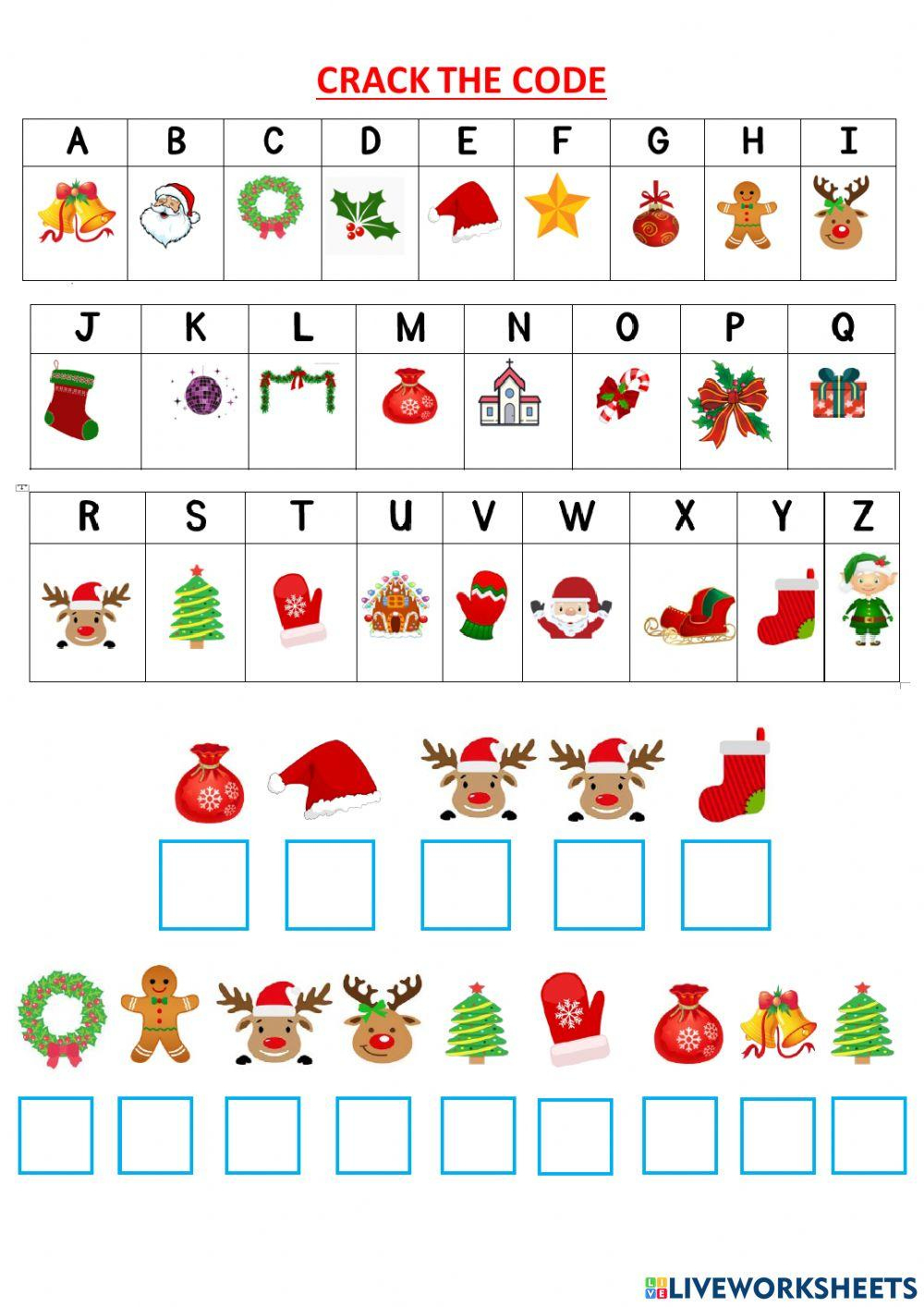 Christmas Code Breaker (A) Worksheet | Cazoom Maths Worksheets | Crack The Code Christmas Worksheets