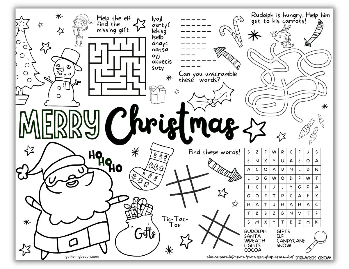 Christmas Coloring Activities For Kids - Free Printable | Coloring Christmas Worksheets For Kindergarten
