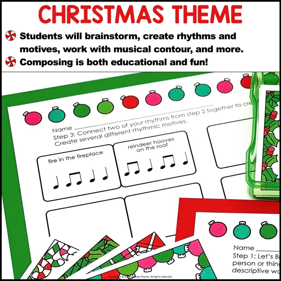 Christmas Composing Guided Music Composition Activity And | Christmas Music Theory Worksheets