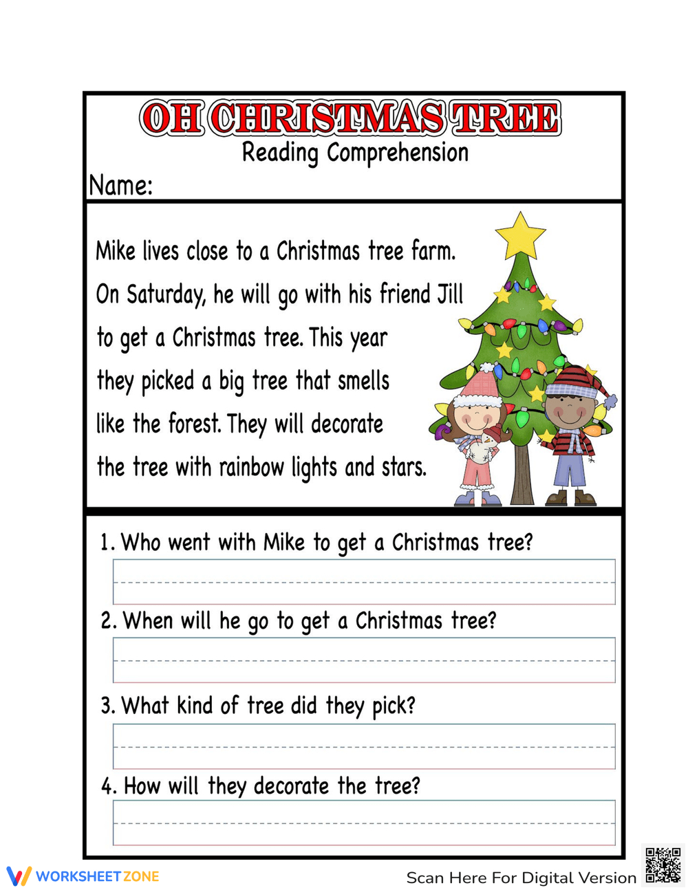Christmas Comprehension Worksheets Fill In The Blanks Worksheets | Reading Comprehension Worksheets Christmas