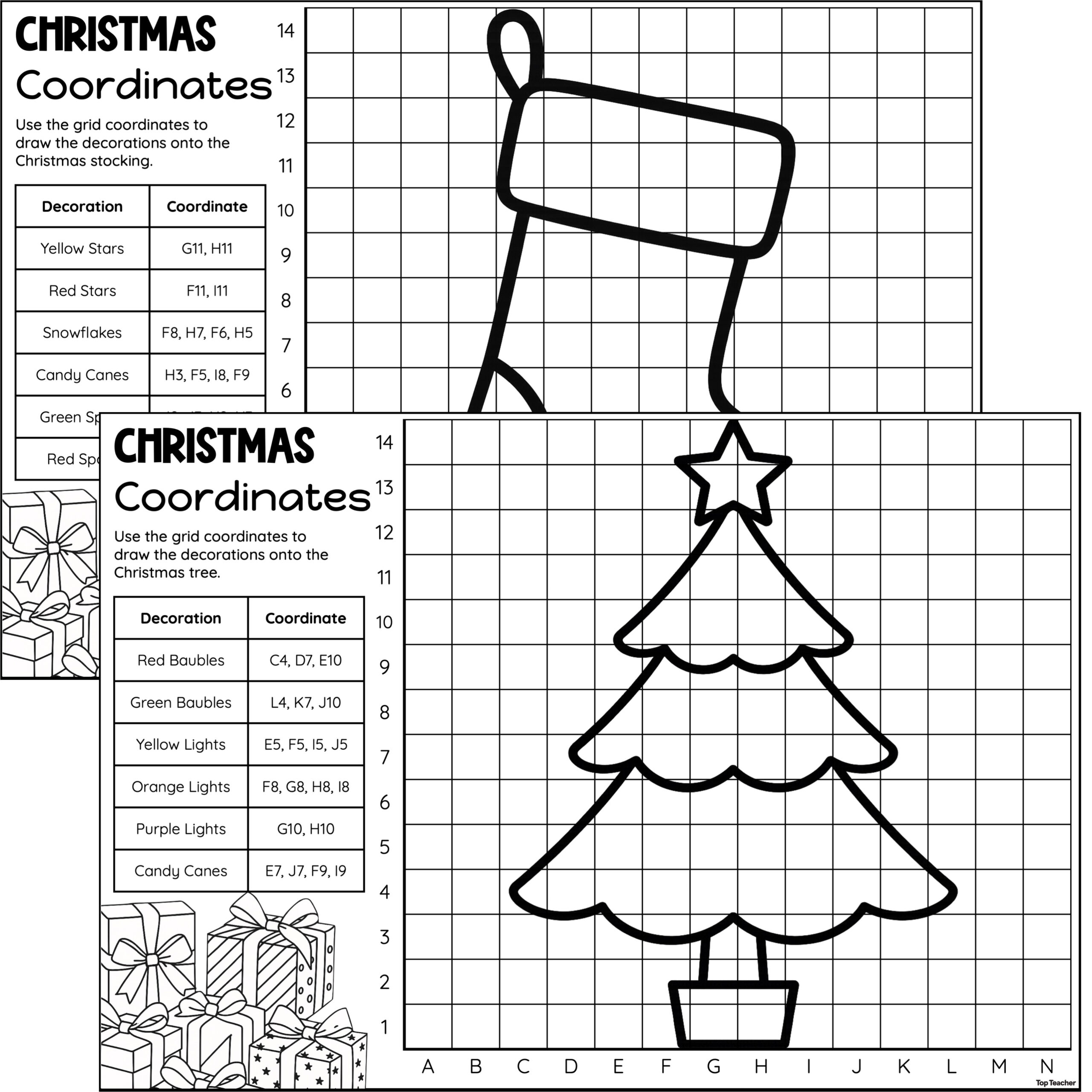 Christmas Coordinates Worksheets - Top Teacher | Christmas Ordered Pairs Worksheets