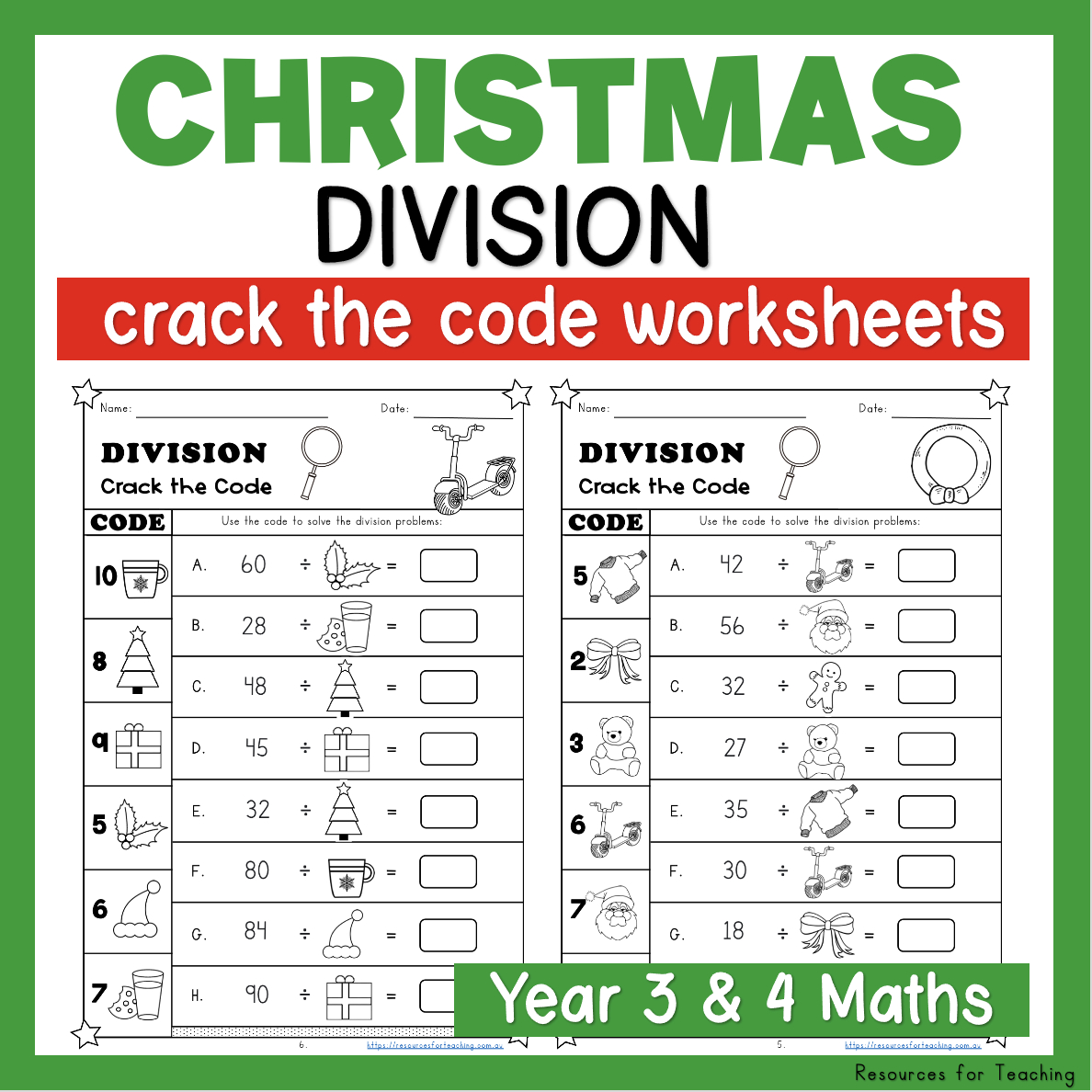 Christmas Crack The Code: Division Worksheets | Resources For | Christmas Math Worksheets Division