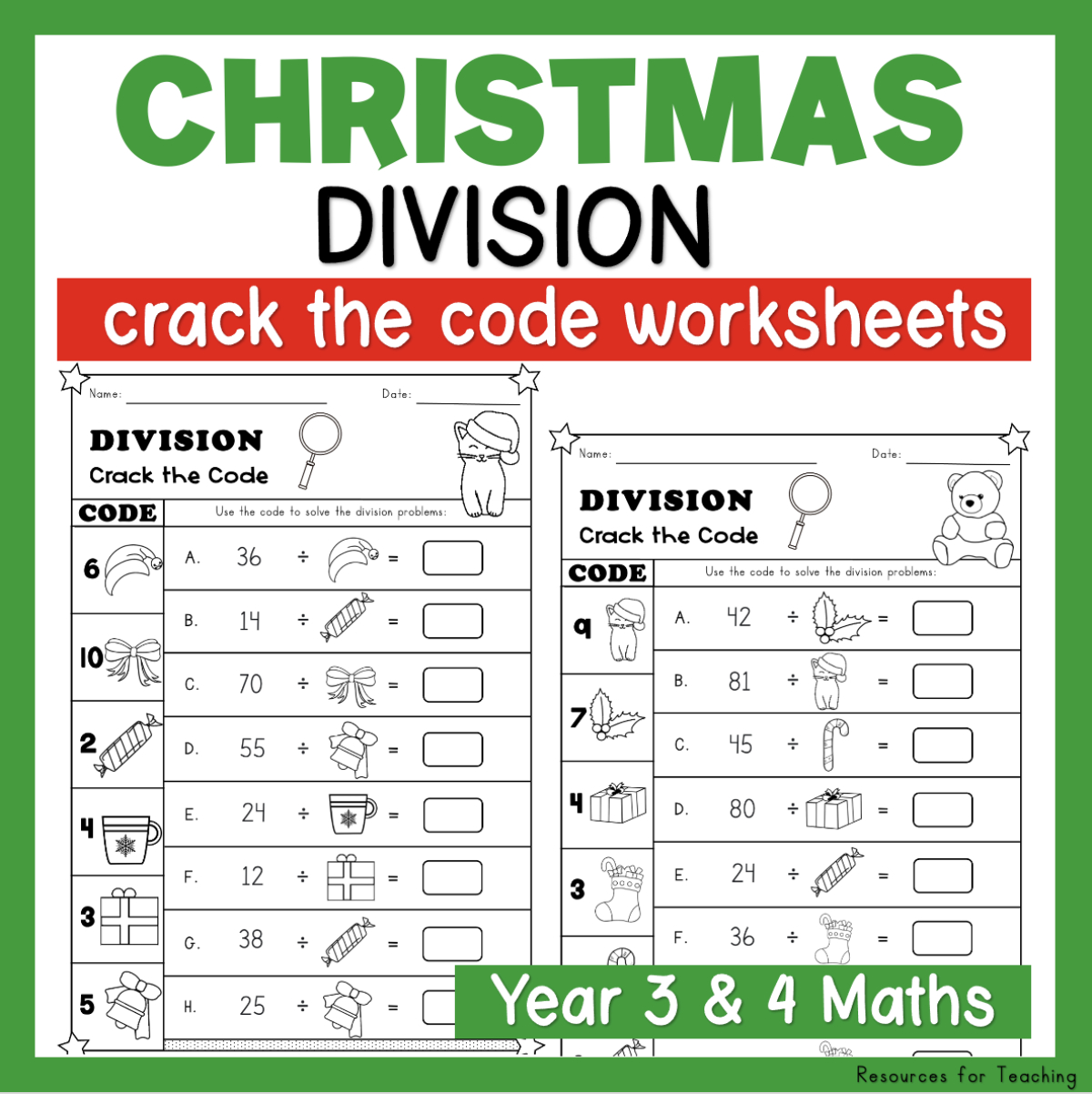 Christmas Crack The Code: Division Worksheets | Resources For | Free Christmas Division Worksheets