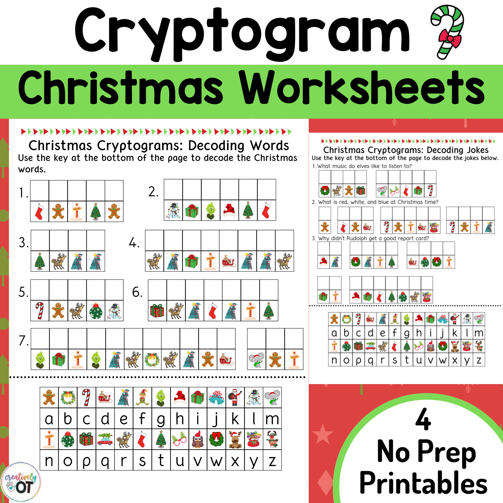 Christmas Cryptogram And Decoding Worksheets | Madeteachers | Free Printable Christmas Cryptogram Worksheets