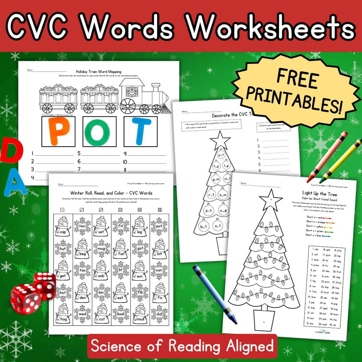 Christmas Cvc Worksheets For Kindergarten - Free Printables | Christmas Cvc Words Worksheets