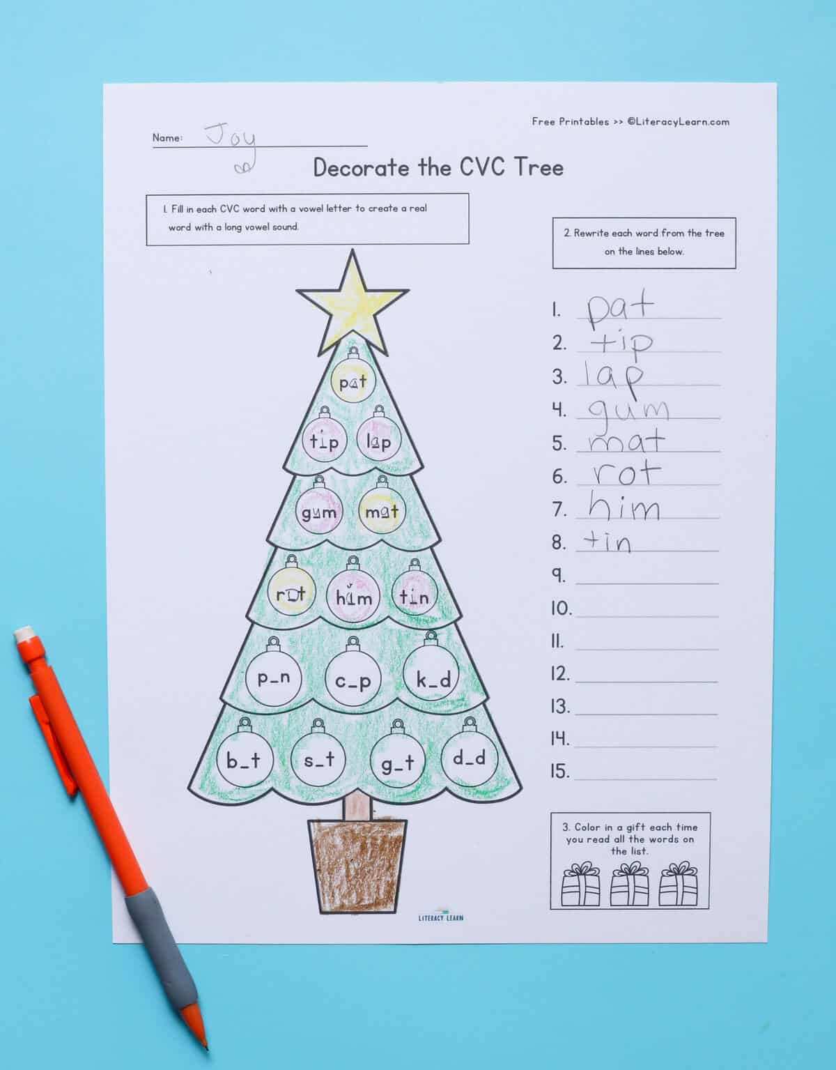 Christmas Cvc Worksheets For Kindergarten - Free Printables | Kindergarten Christmas Cvc Worksheets
