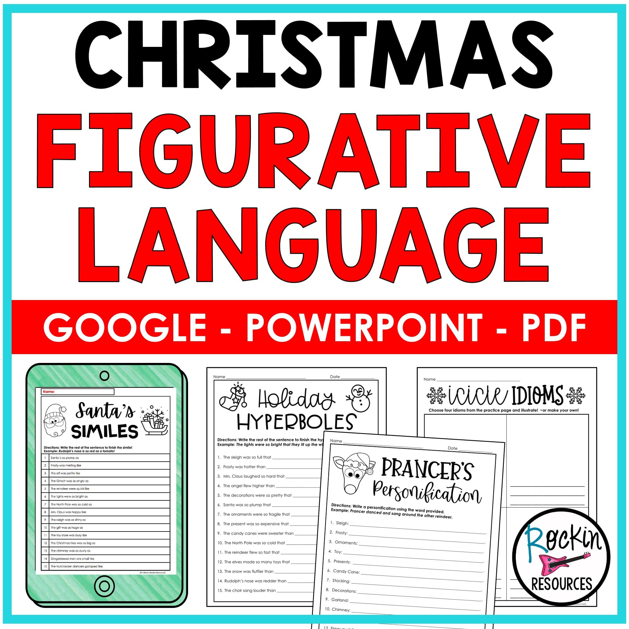 christmas figurative language rockin resources christmas figurative language worksheets Christmas Figurative Language - Rockin Resources | Christmas Figurative Language Worksheets