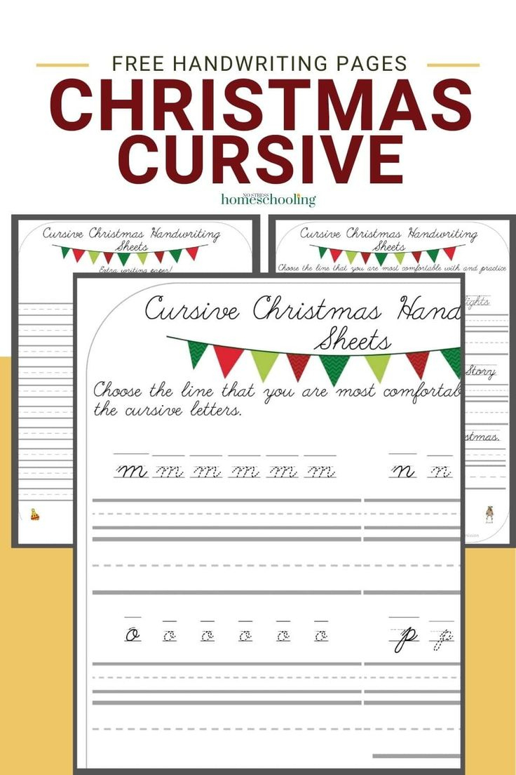 Christmas Free Printable Cursive Handwriting Worksheets | Christmas Cursive Handwriting Worksheets