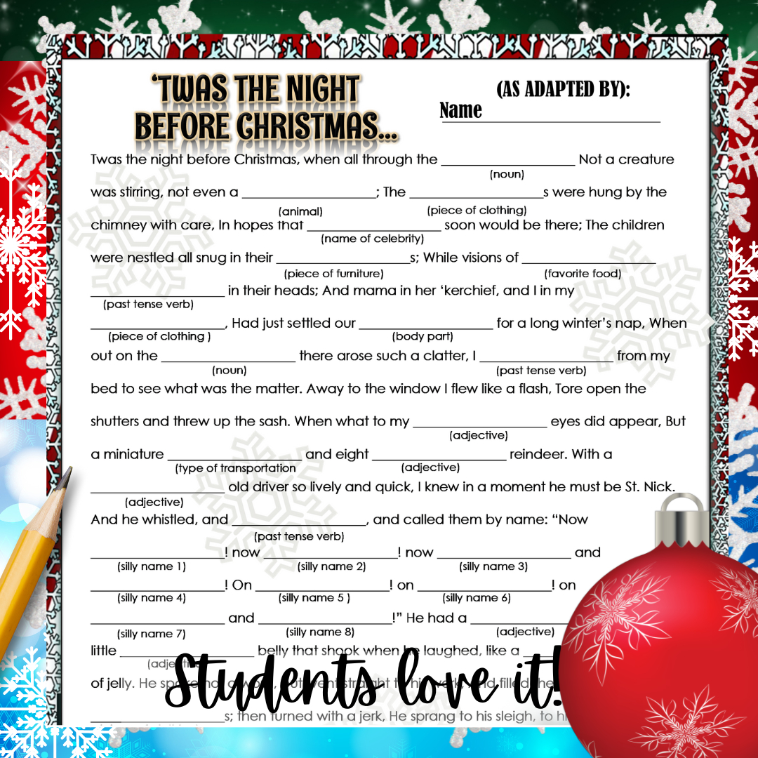Christmas Holiday Activities For Middle School Ela English: Mad | Christmas Ela Worksheets Middle School