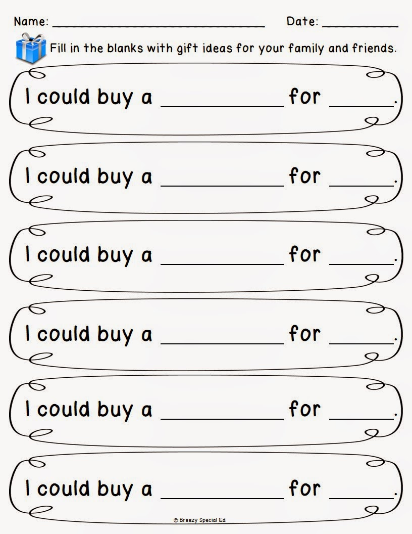 Christmas/Holiday Shopping Worksheets For Free - Breezy Special Ed | Christmas Shopping Math Worksheets