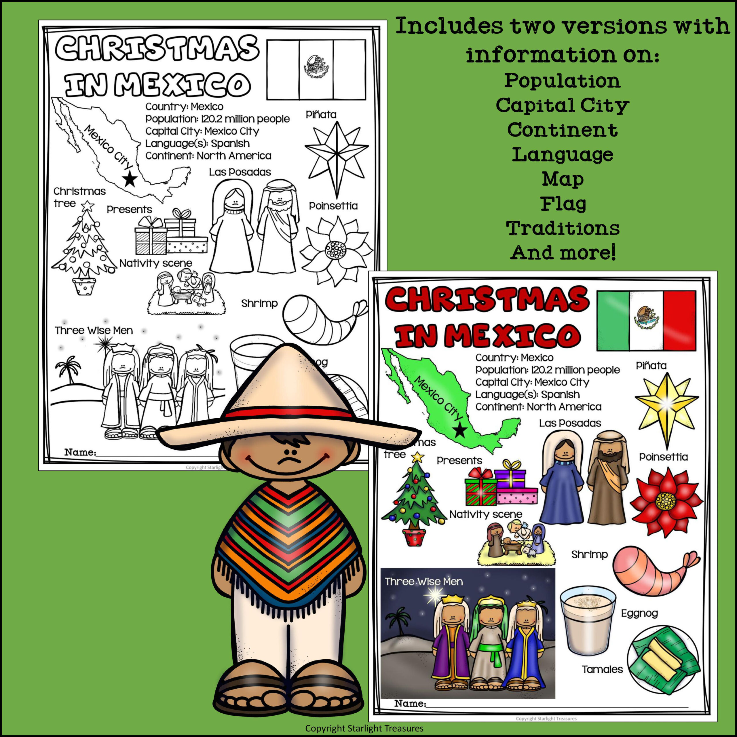 Christmas In Mexico Fact Sheet For Early Readers - Classful | Christmas in Mexico Worksheets