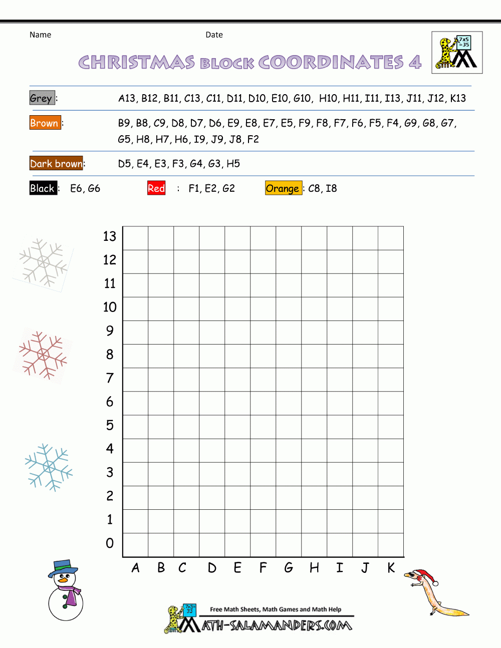 Christmas Math Activities | Free Christmas Coordinates Worksheets