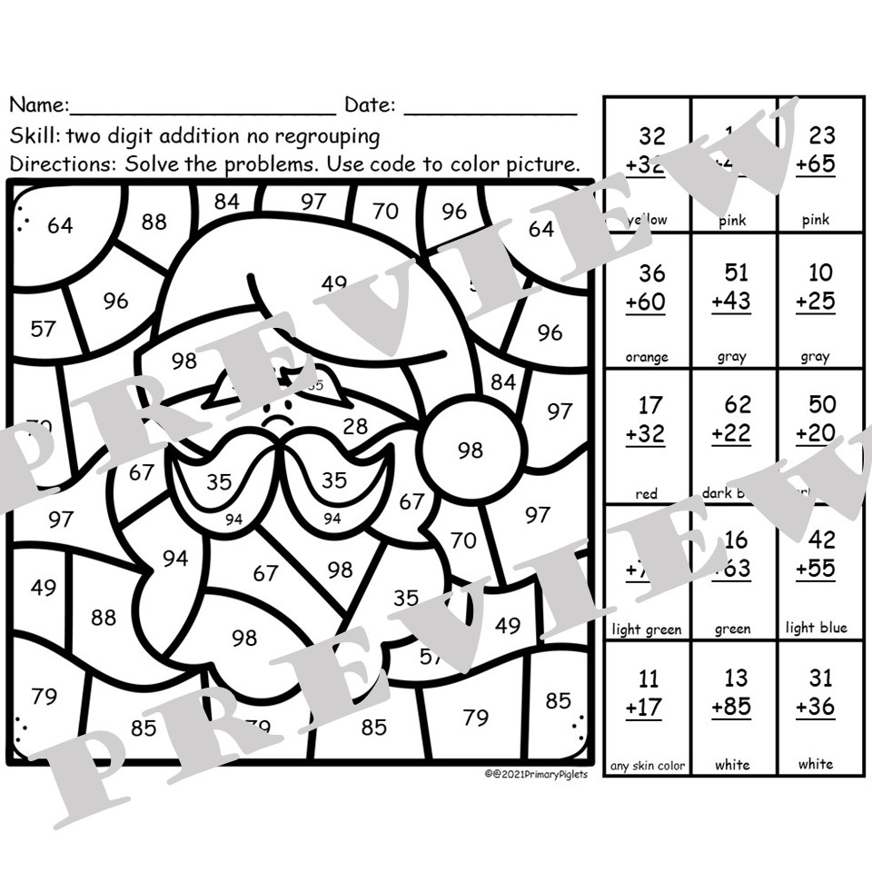 christmas math coloring pages 2 digit addition with regrouping color by number addition christmas worksheets Christmas Math Coloring Pages 2 Digit Addition With Regrouping | Color By Number Addition Christmas Worksheets