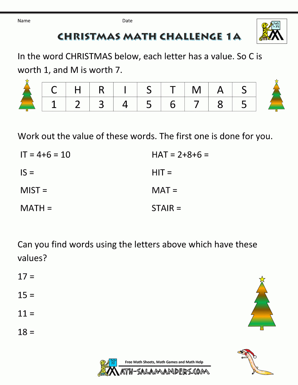Christmas Math Worksheets | 5th Grade Math Christmas Worksheets