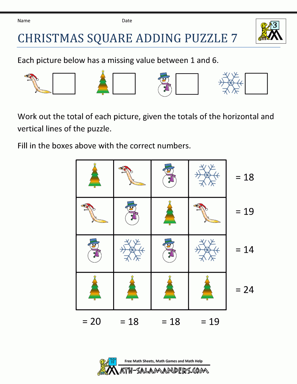 Christmas Math Worksheets | 6th Grade Christmas Worksheets