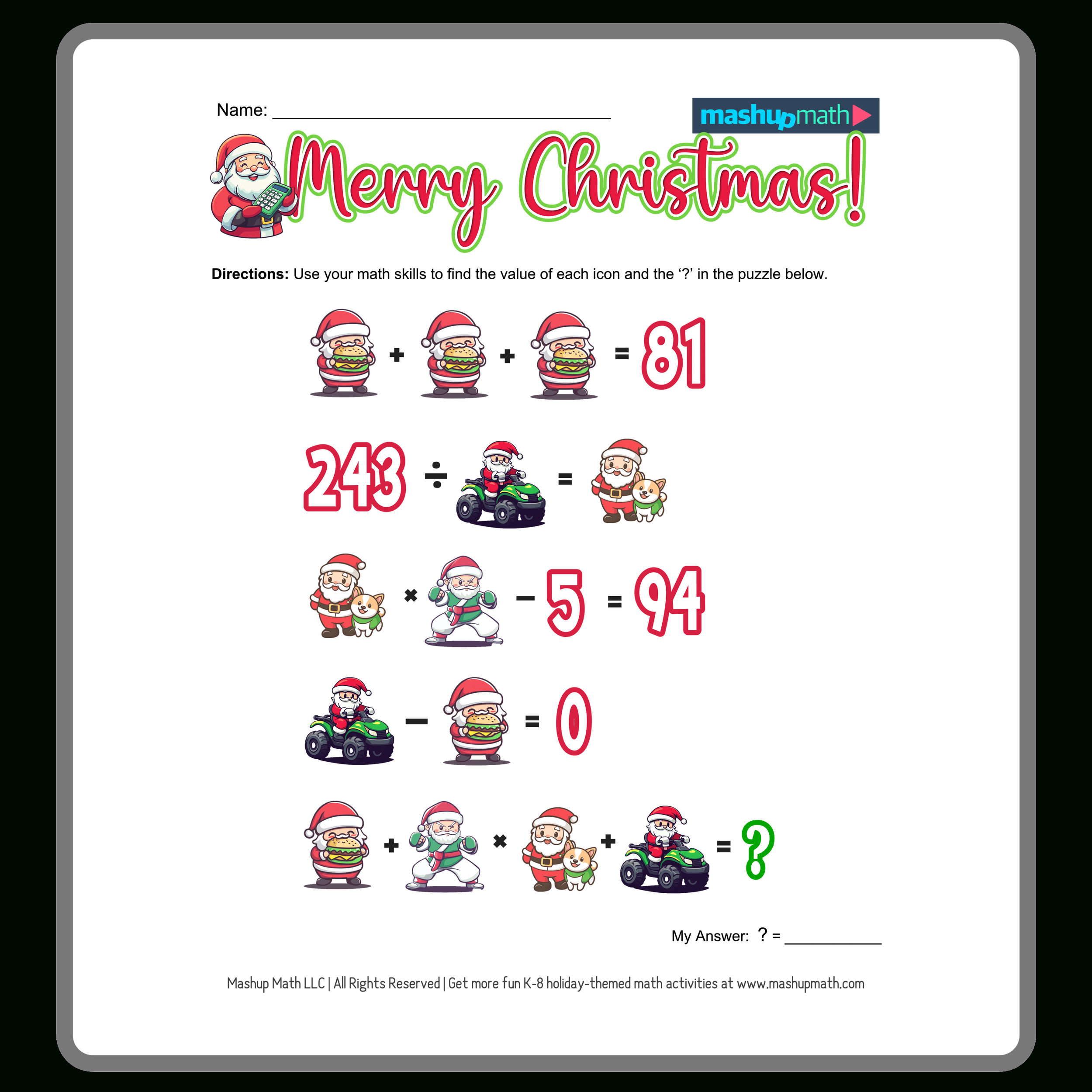 Christmas Math Worksheets For K-8—Printable With Answers — Mashup Math | Christmas Shopping Math Worksheets