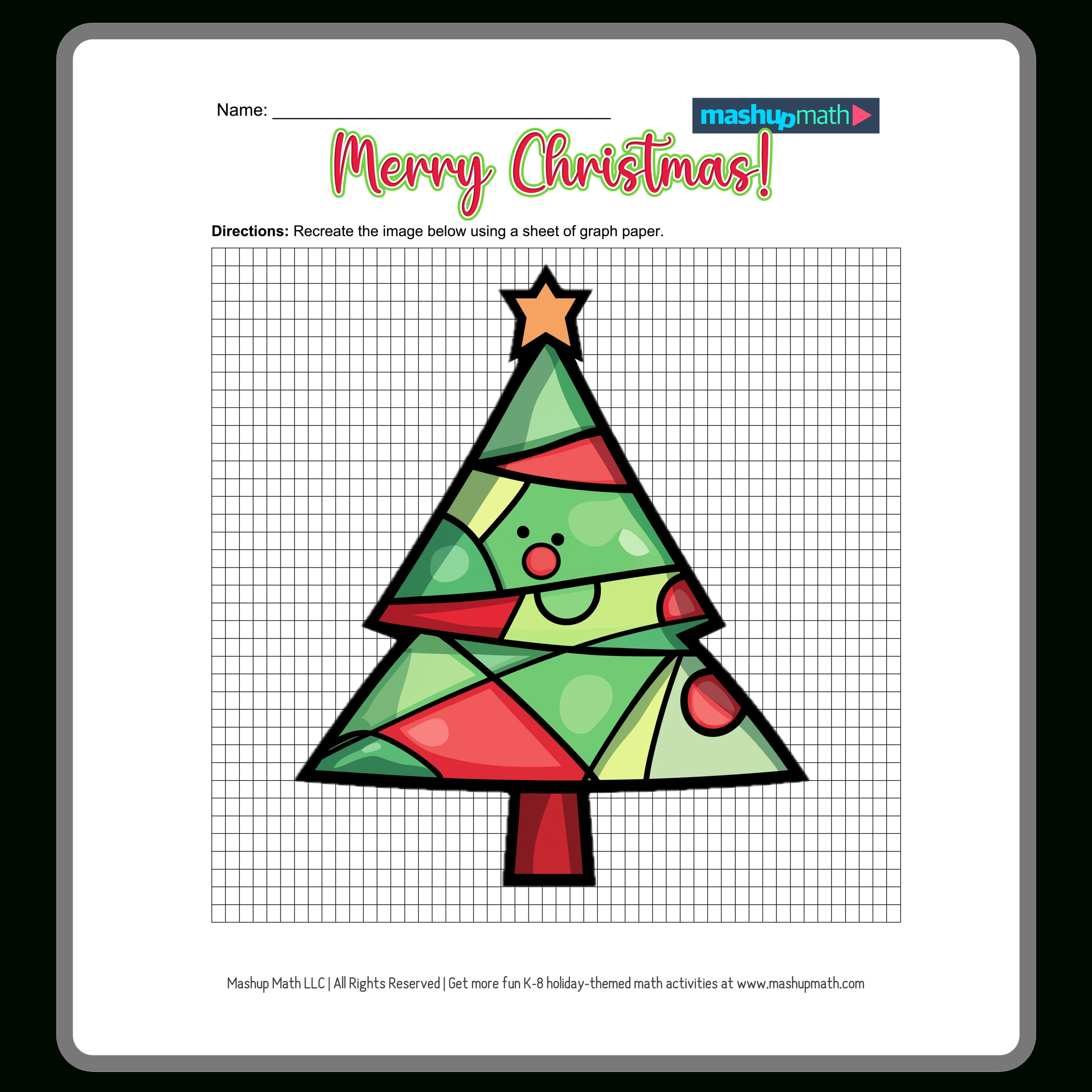 Christmas Math Worksheets For K-8—Printable With Answers — Mashup Math | Writing Linear Equations Worksheets Christmas Tree Answer Key