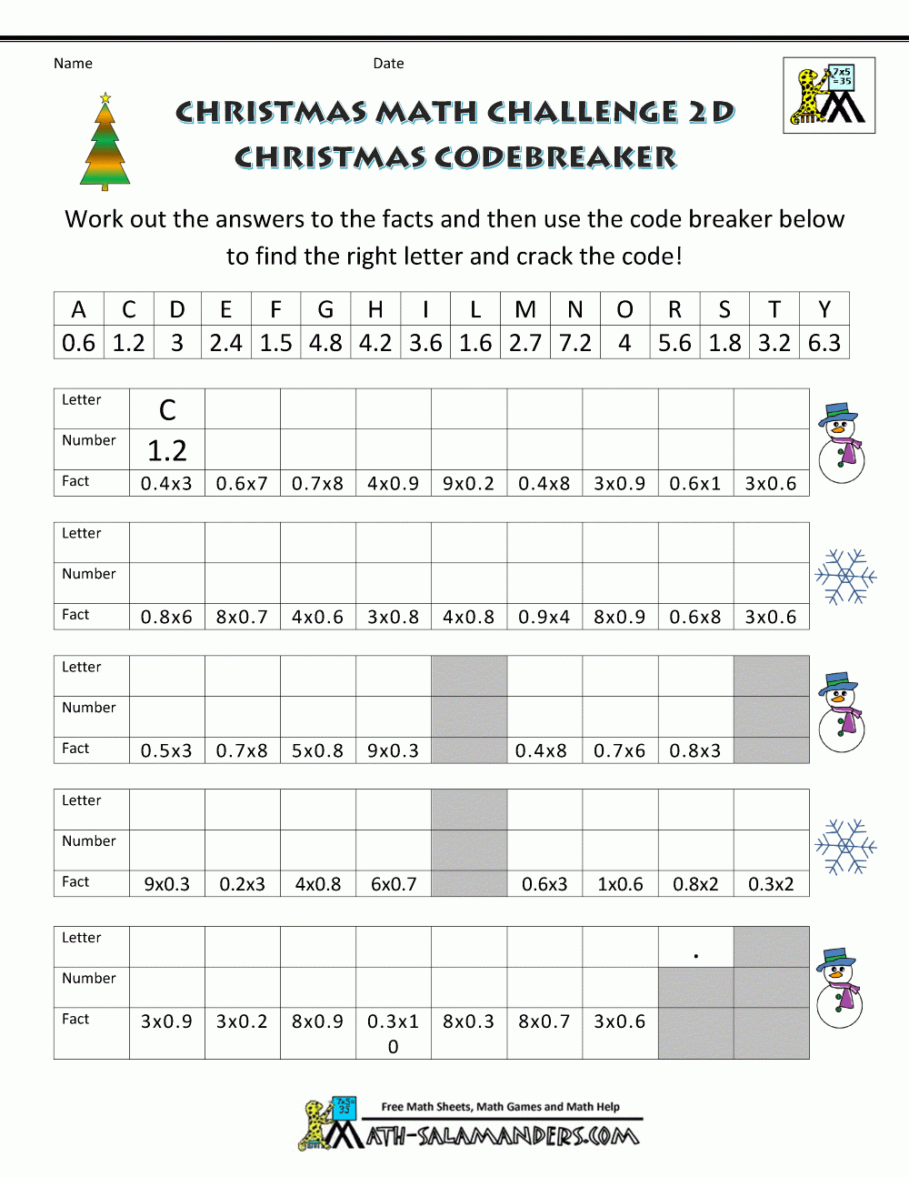 Christmas Math Worksheets (Harder) - Worksheets Library | Christmas Math Worksheets Division