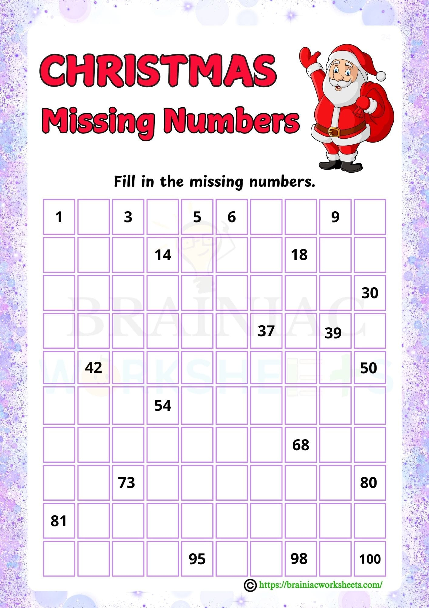 christmas missing numbers 1 to 100 ukg maths worksheet brainiac christmas missing number worksheets Christmas Missing Numbers 1 To 100 Ukg Maths Worksheet - Brainiac | Christmas Missing Number Worksheets