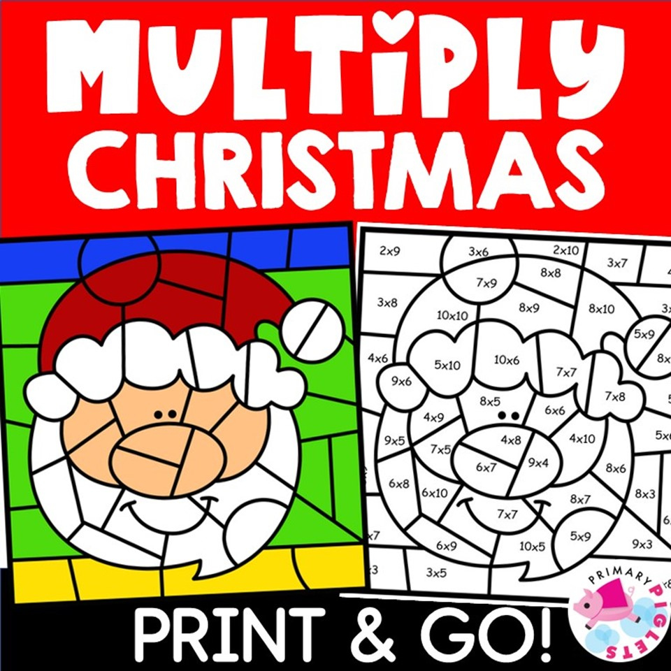 Christmas Multiplication Colornumber Code Worksheets | Made | Christmas Multiplication Coloring Worksheets
