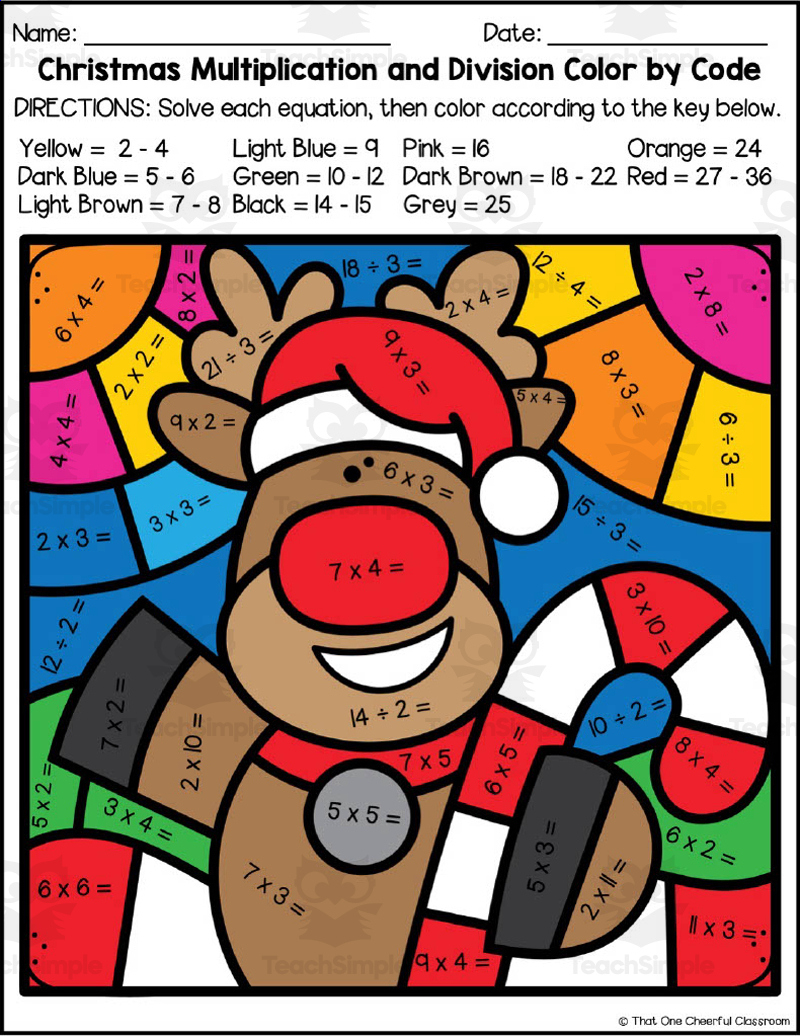 christmas multiplication division colorcode packet multiplication and division christmas worksheets Christmas Multiplication + Division Colorcode Packet | Multiplication And Division Christmas Worksheets