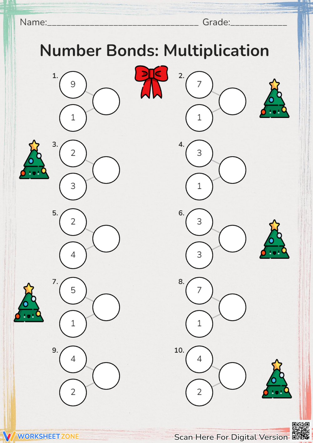 Christmas One-Digit Multiplication Worksheets &amp;amp; Printable | Christmas Themed Multiplication Worksheets